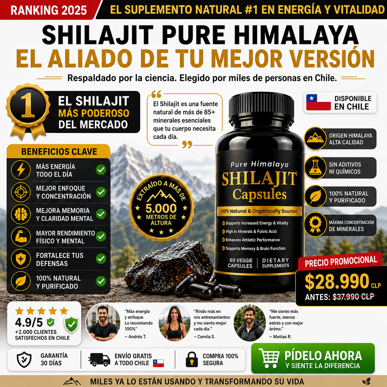 Shilajit Pure Himalaya!!! Contiene 60 Cápsulas!!!💪💪🔥