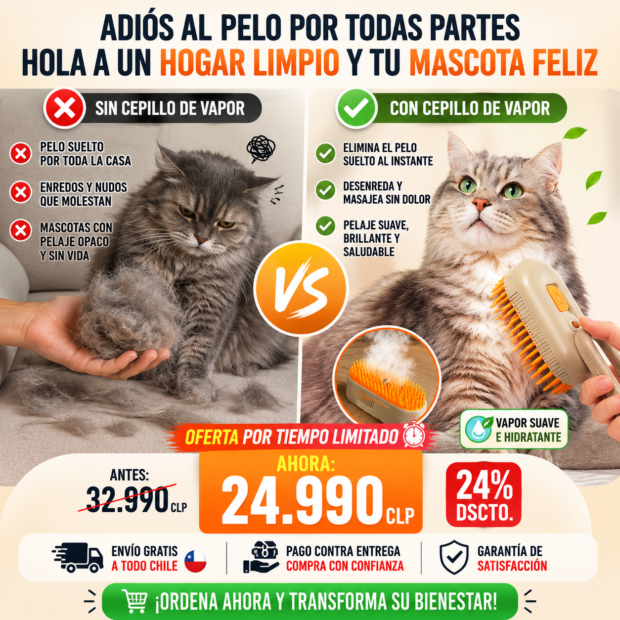 Cepillo para Mascotas a Vapor Recargable!!! Viral en TikTok