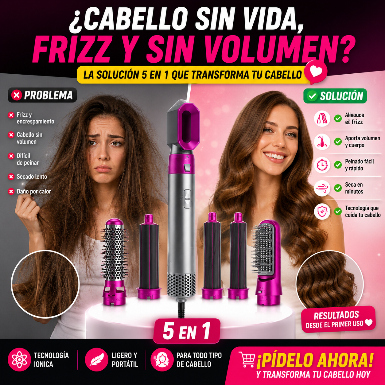 Cepillo Secador 5 en 1!!!! El Más Viral TikTok/ Instagram