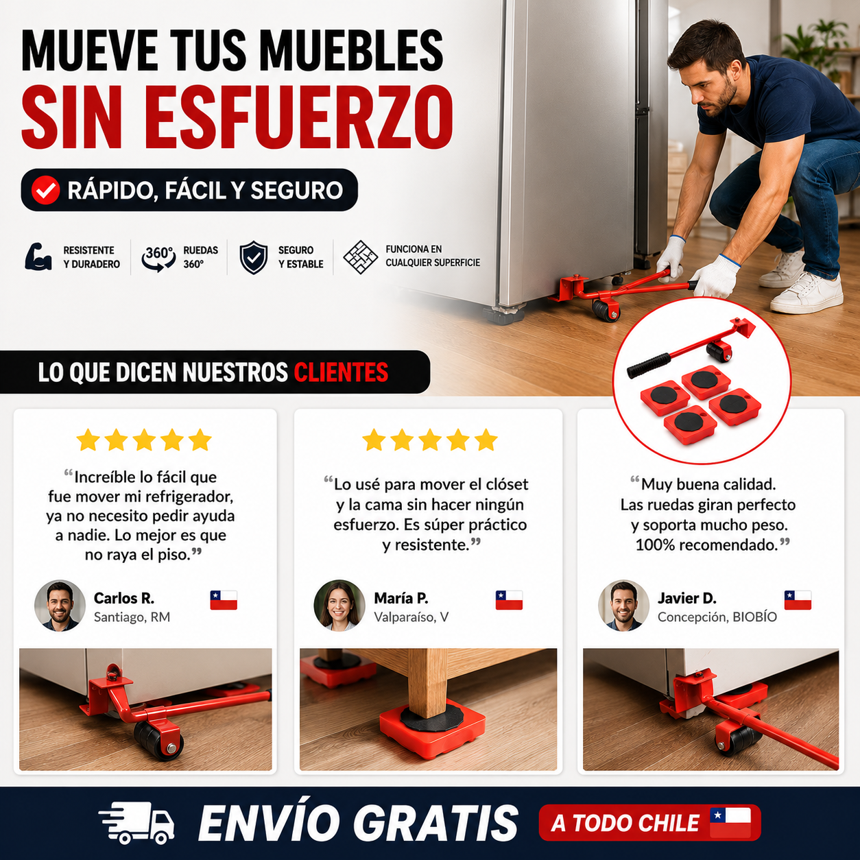 Movedor de Objetos Pesados 360°!!! Viral en TikTok/ Instagram