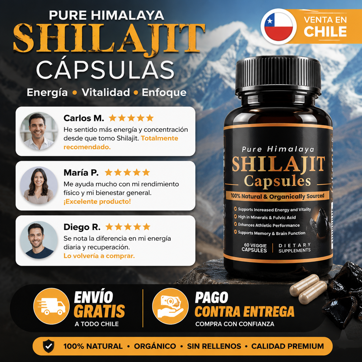 Shilajit Pure Himalaya!!! Contiene 60 Cápsulas!!!💪💪🔥