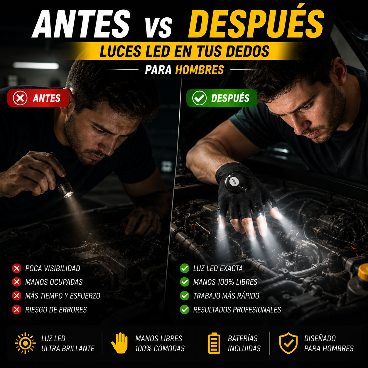 Guantes LED!!! Promo Par de Guantes Linterna