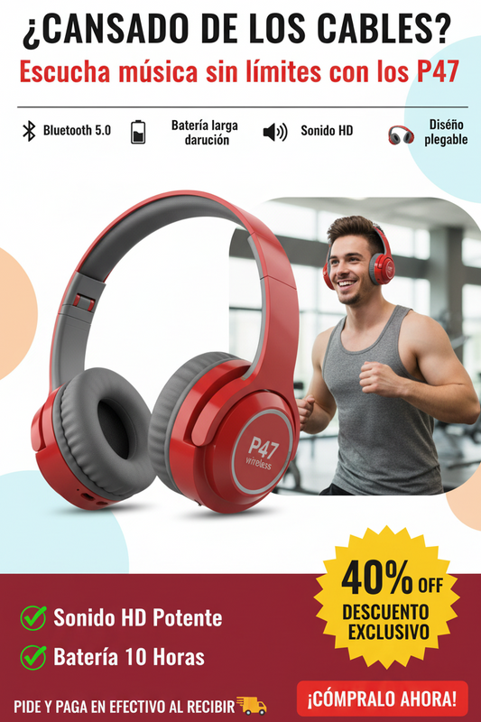 Audífonos Bluetooth Inalámbricos P47!!! Producto Viral en TikTok/ Instagram